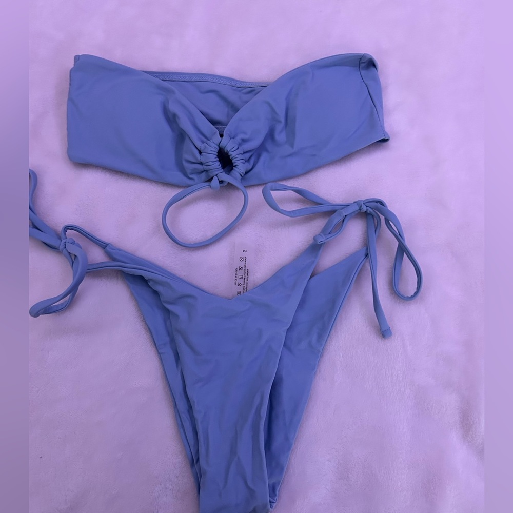 baby blue bandeau bikini set